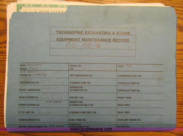 image for item I4214 1996 Kenworth T600 tri axle semi truck