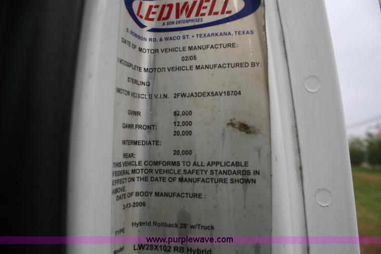 image for item C1653 2005 Sterling LT9500 rollback truck