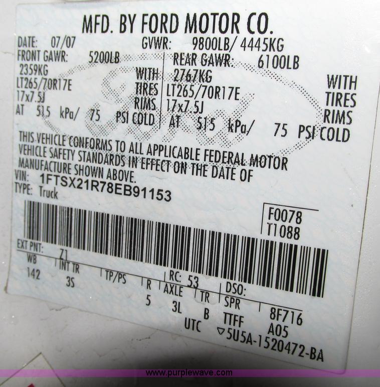 image for item G9186 2008 Ford F250 XLT Super Duty SuperCab service truck