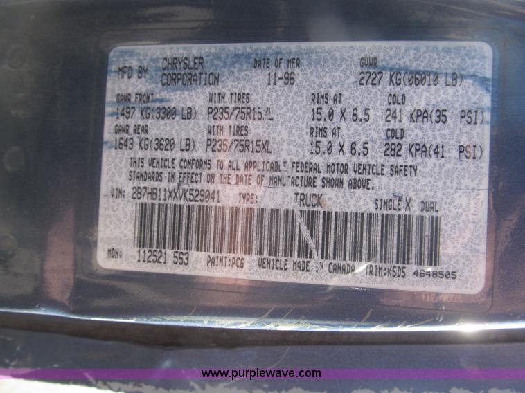 image for item F7194 1997 Dodge Ram Van 1500 cargo van