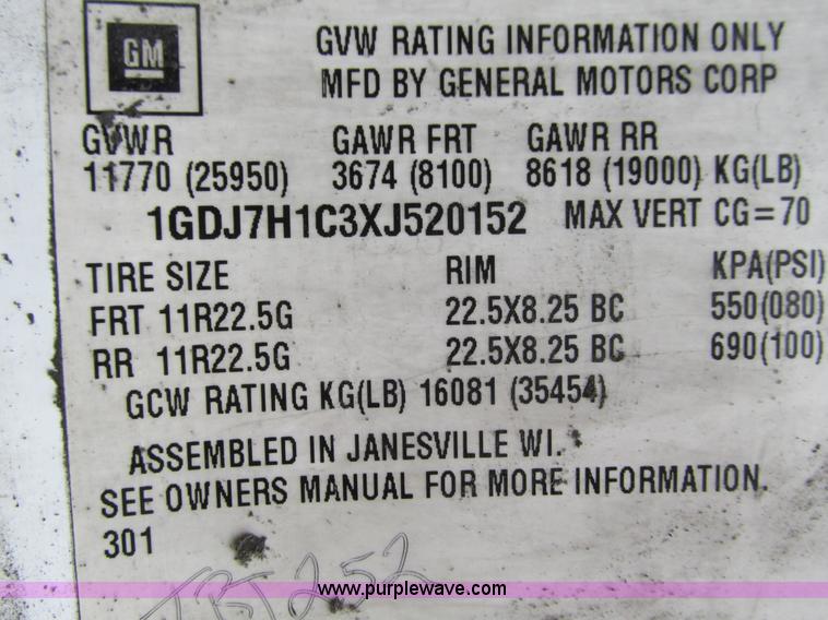 image for item G9392 1999 GMC C6500 box truck