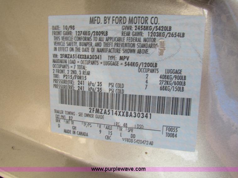 image for item H7304 1999 Ford Windstar LX van