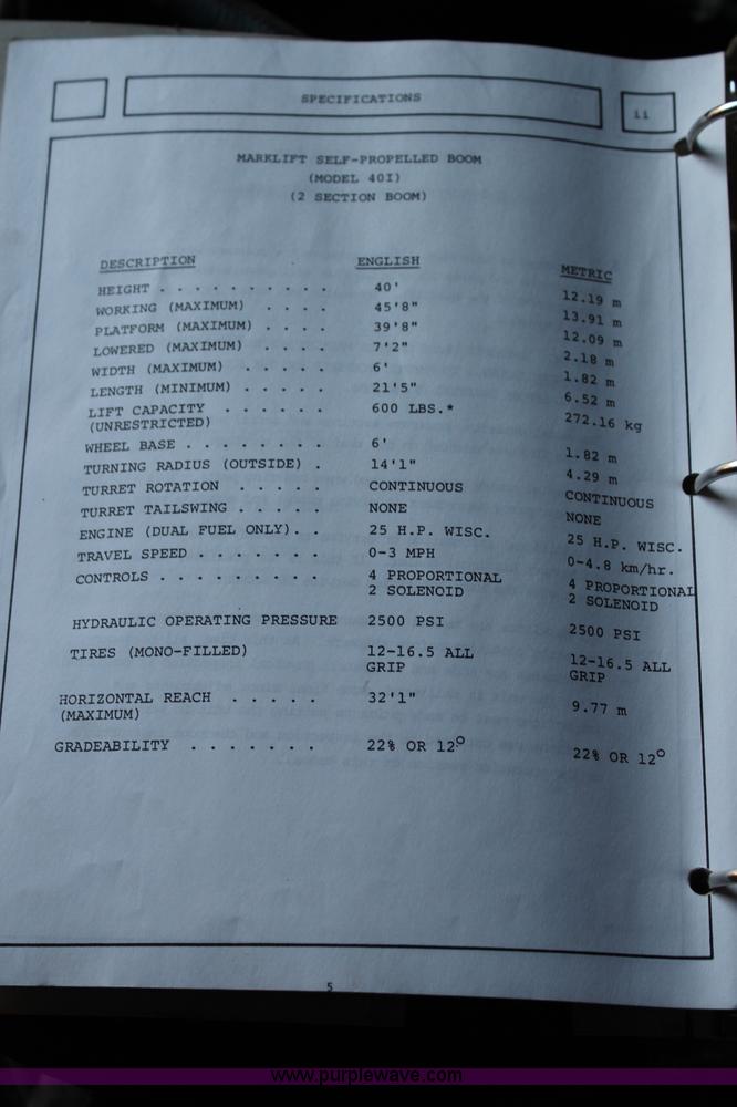 image for item H7889 Mark Industries Mark Lift 40I boom lift