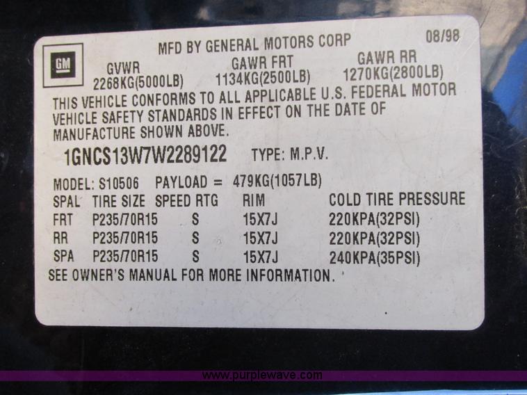 image for item I4961 1998 Chevrolet Blazer SUV