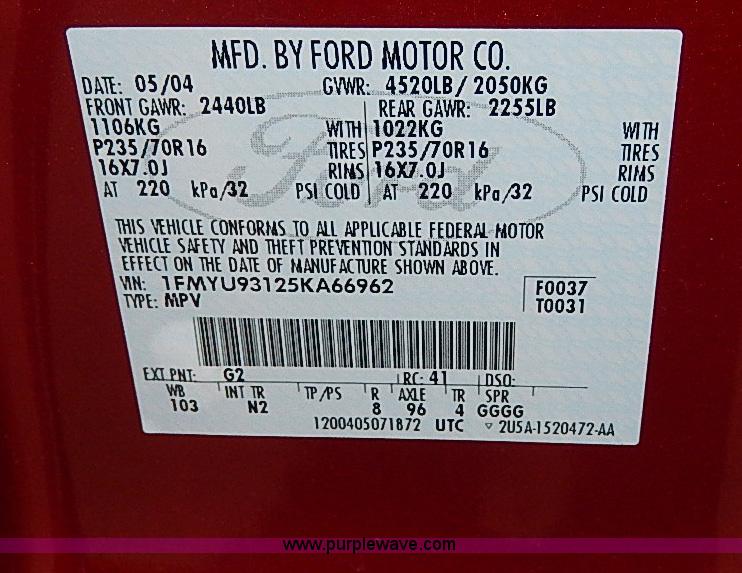 image for item I9451 2005 Ford Escape XLT SUV