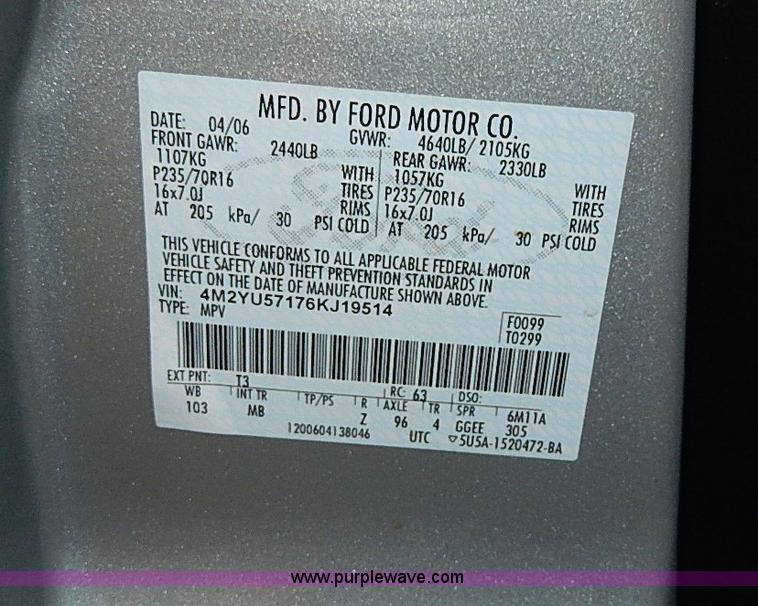 image for item I9494 2006 Mercury Mariner SUV