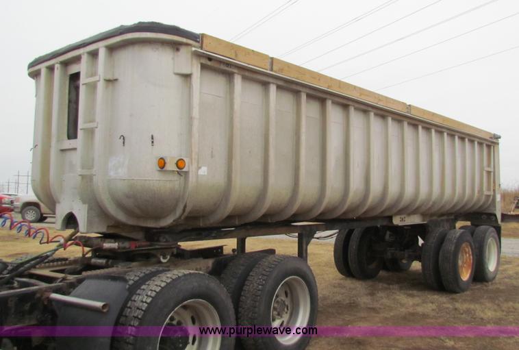 image for item G4376 1980 shop built 28' aluminum barrel end dump trailer