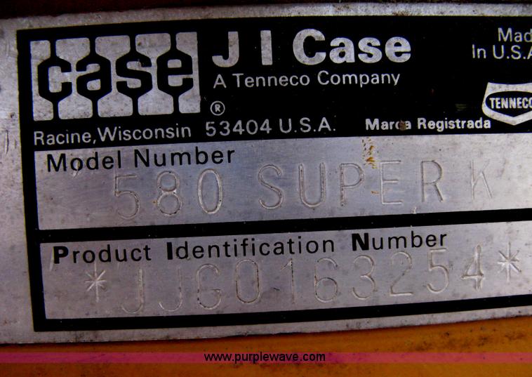 image for item H4344 1991 Case 580 Super K Construction King backhoe