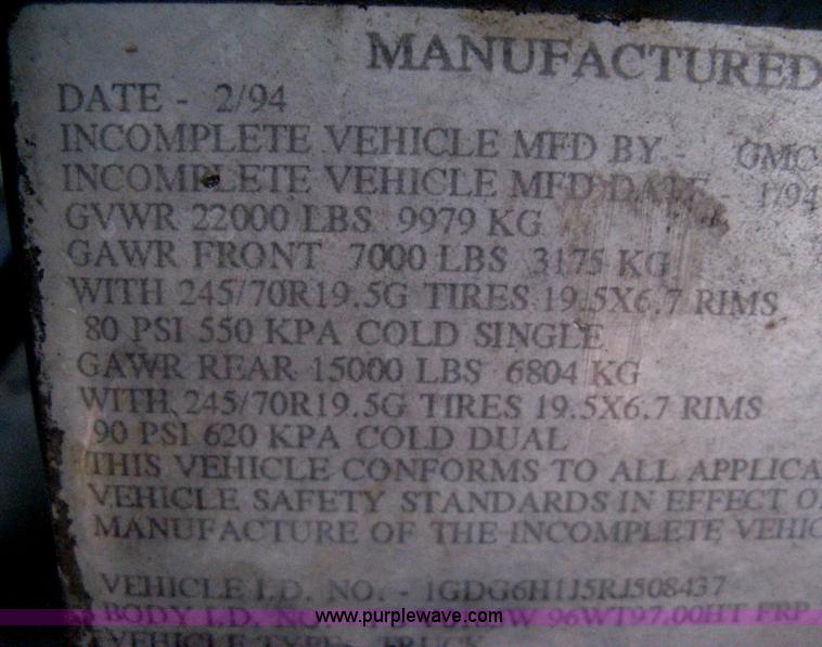 image for item H4402 1994 GMC TopKick Lo Pro flatbed truck