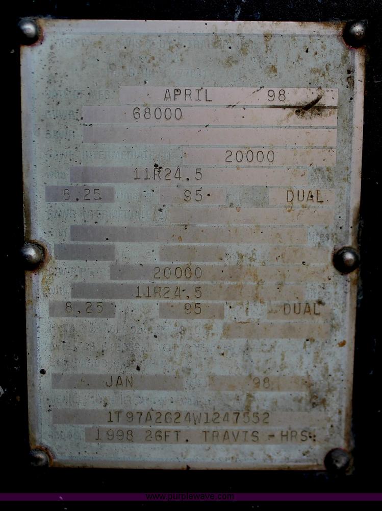 image for item H8416 1998 Travis barrel end dump trailer