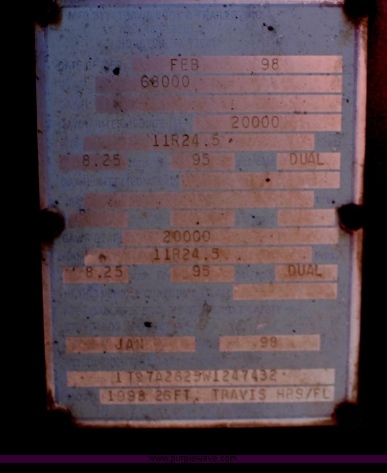 image for item H8418 1998 Travis barrel end dump trailer