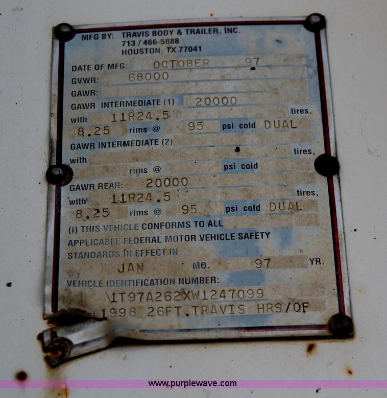 image for item H8420 1998 Travis barrel end dump trailer