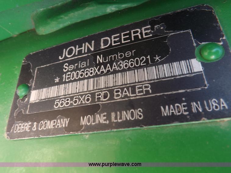 image for item I9237 2010 John Deere 568 round baler