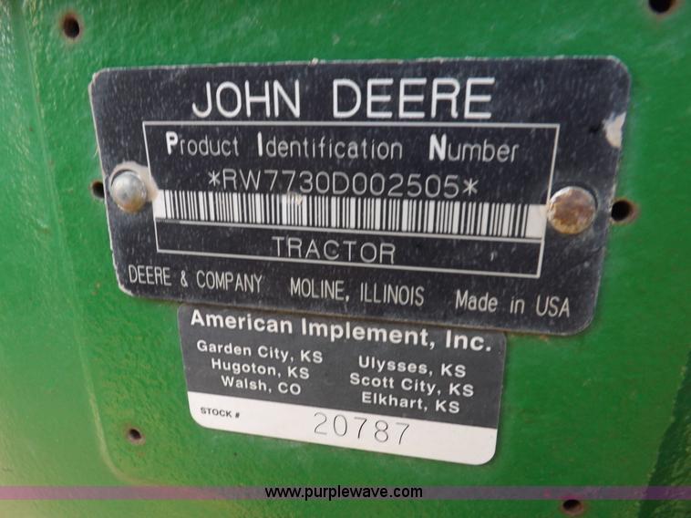image for item I9241 2007 John Deere 7730 MFWD tractor
