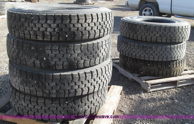 image for item Z9728 (7) M&S recapped 11R22.5 tires