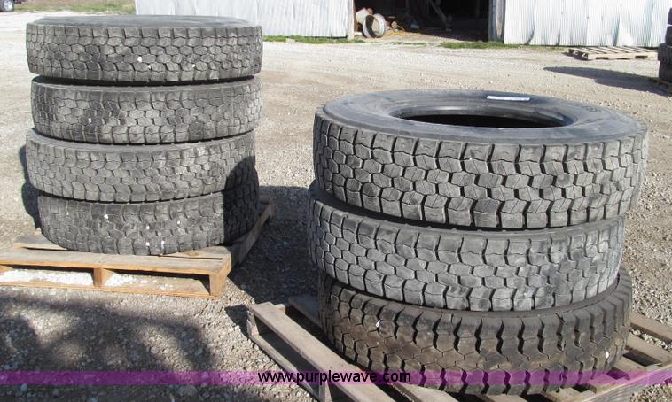 image for item Z9728 (7) M&S recapped 11R22.5 tires