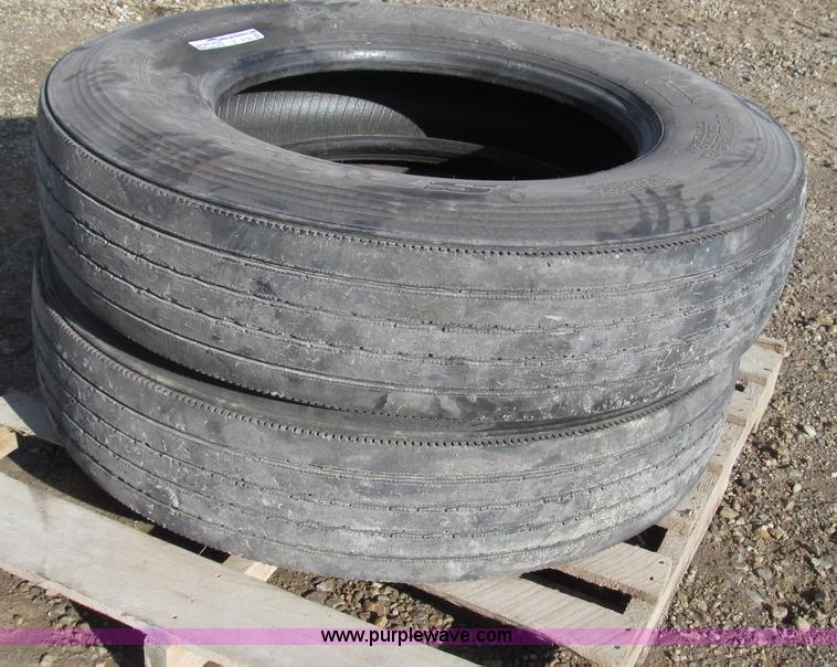 image for item Z9730 (2) Dunlop 11R24.5 steer axle tires