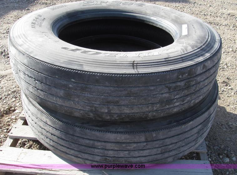 image for item Z9730 (2) Dunlop 11R24.5 steer axle tires