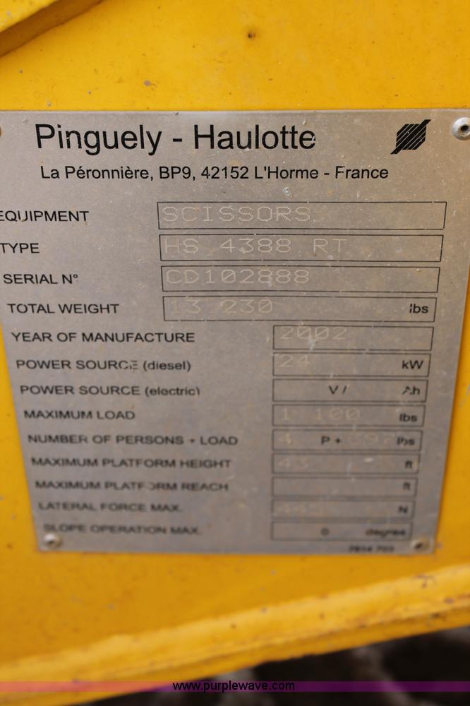 image for item C3641 2002 Haulotte HS4388RT scissor lift