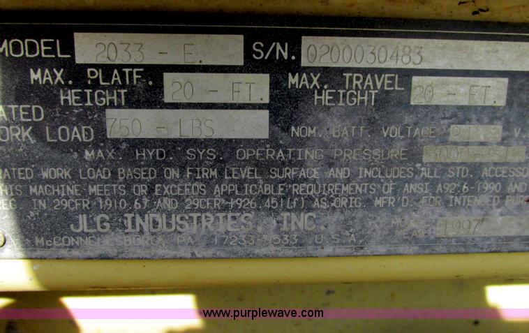 image for item F5469 1997 JLG 2033E electric scissor lift