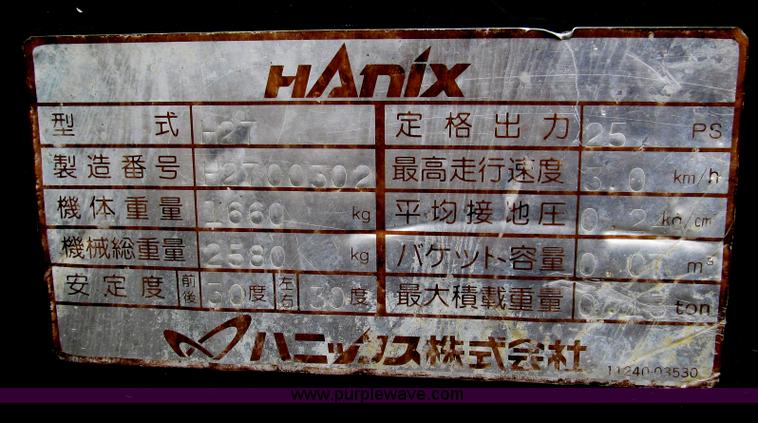 image for item G2210 Hanix H27 mini excavator