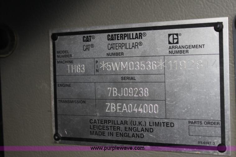 image for item G4452 2000 Caterpillar TH63 telehandler