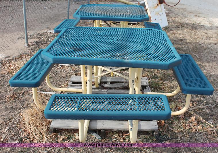 image for item AZ9432 (2) steel picnic table and bench sets