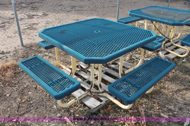 image for item AZ9432 (2) steel picnic table and bench sets