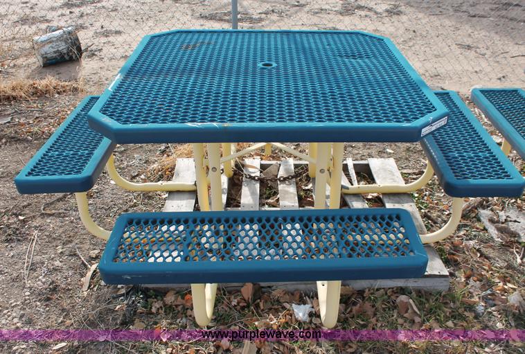 image for item AZ9432 (2) steel picnic table and bench sets