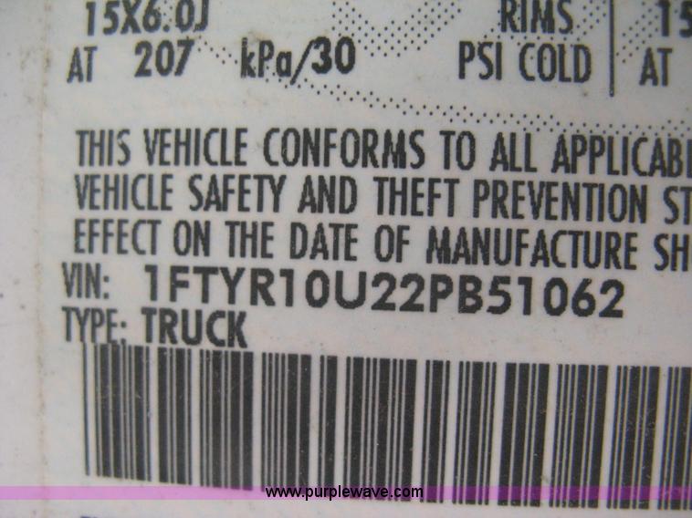 image for item H4339 2002 Ford Ranger XLT pickup truck