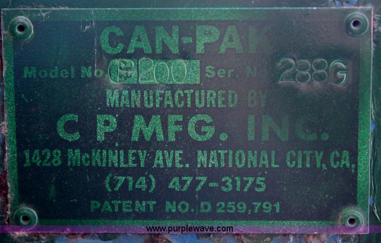 image for item H7848 CanPac CP200 aluminum can processor