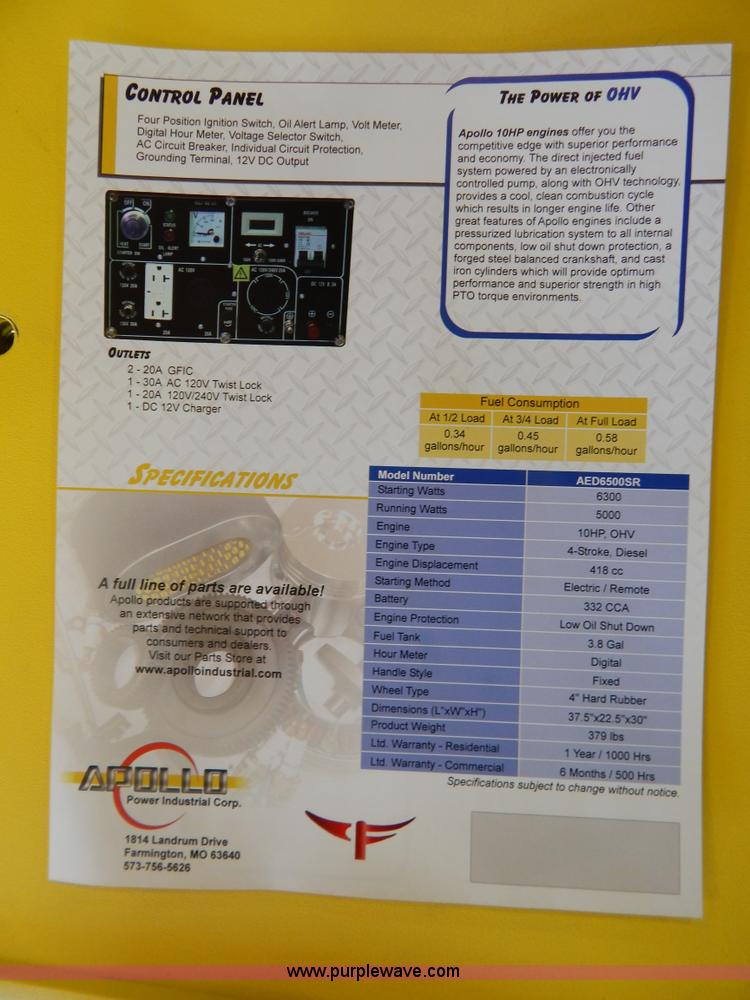 image for item AO9232 Apollo AED6500S generator