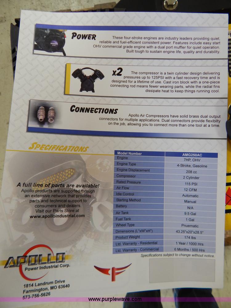 image for item AO9233 Apollo AMG250AC air compressor