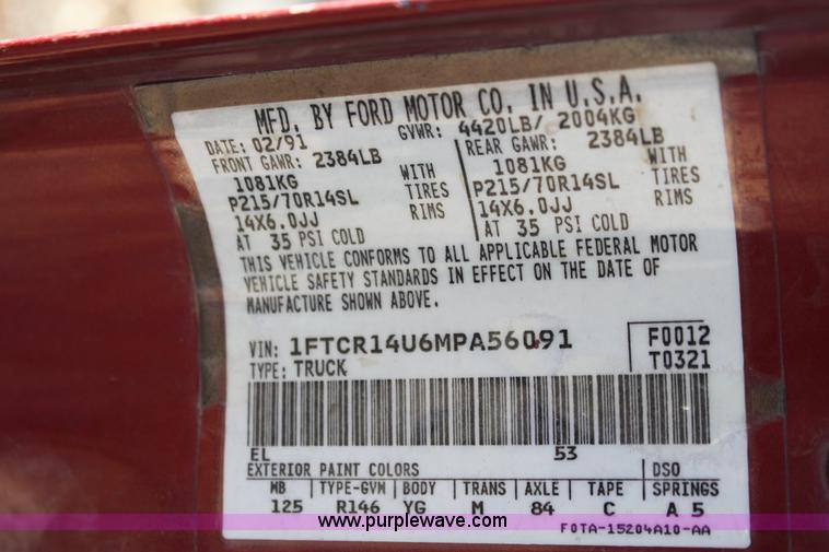 image for item G4415 1991 Ford Ranger XLT pickup truck