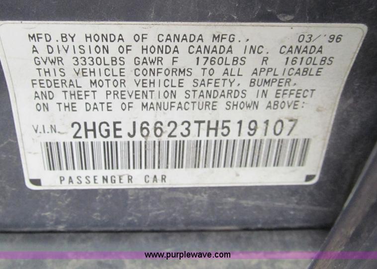image for item G9671 1996 Honda Civic DX