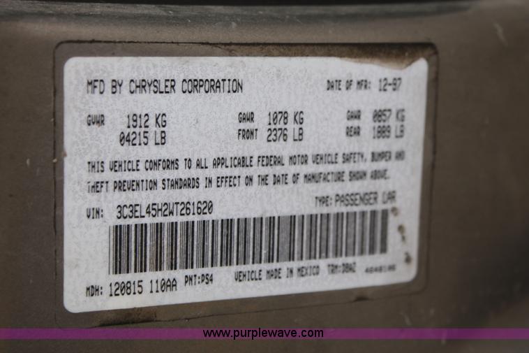 image for item H8332 1998 Chrysler Sebring JX convertible