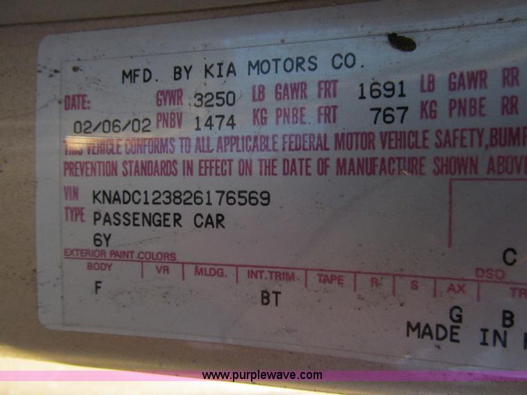 image for item I1309 2002 Kia Rio