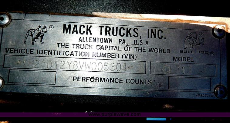 image for item I9484 1997 Mack CL713 triple axle semi truck