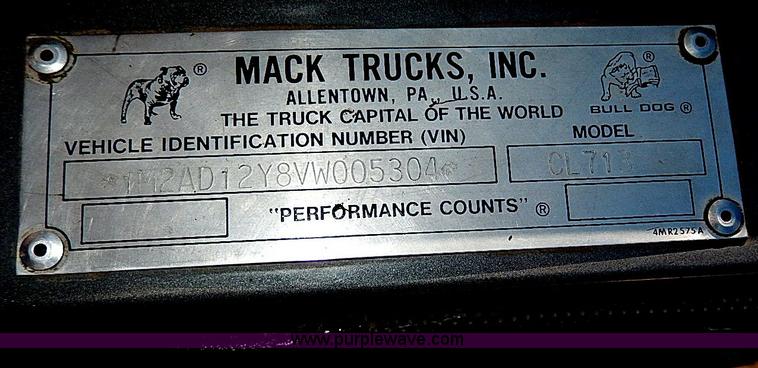 image for item I9484 1997 Mack CL713 triple axle semi truck