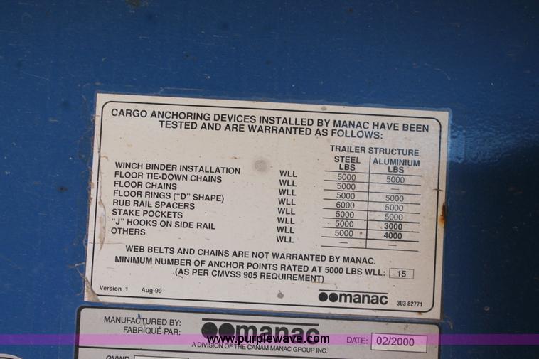 image for item C3613 2000 Manac 16248801 flatbed semi trailer