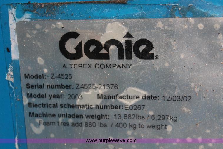 image for item H8305 2003 Genie Z45/25 articulating boom lift