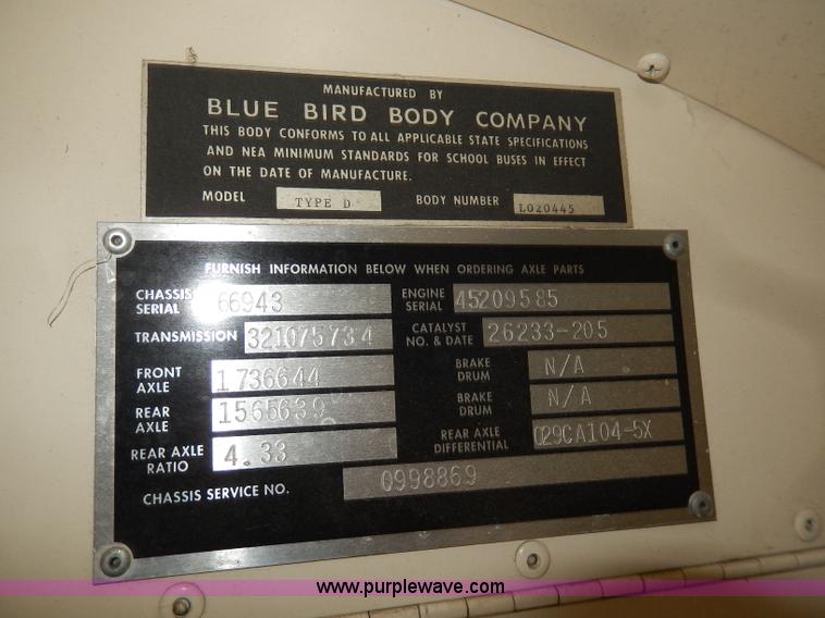 image for item H9584 1996 Blue Bird school bus