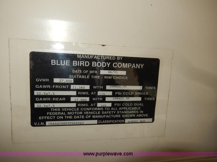 image for item H9584 1996 Blue Bird school bus