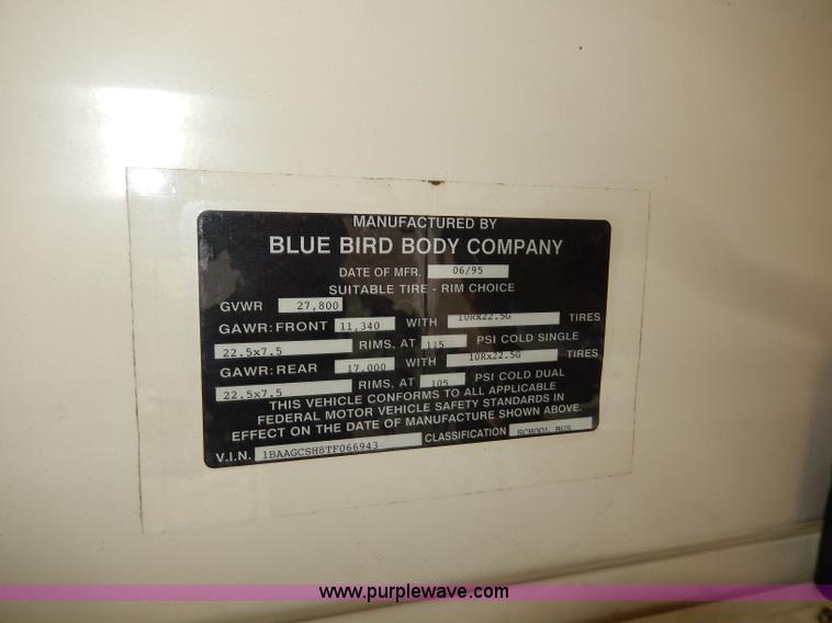 image for item H9584 1996 Blue Bird school bus