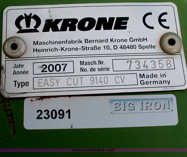 image for item C3669 2007 Krone Easy Cut 9140 CV and Easy Cut 32 CV mowers