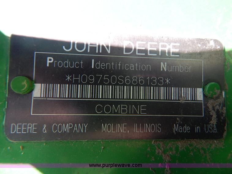 image for item F5492 2000 John Deere 9750 STS RWA combine