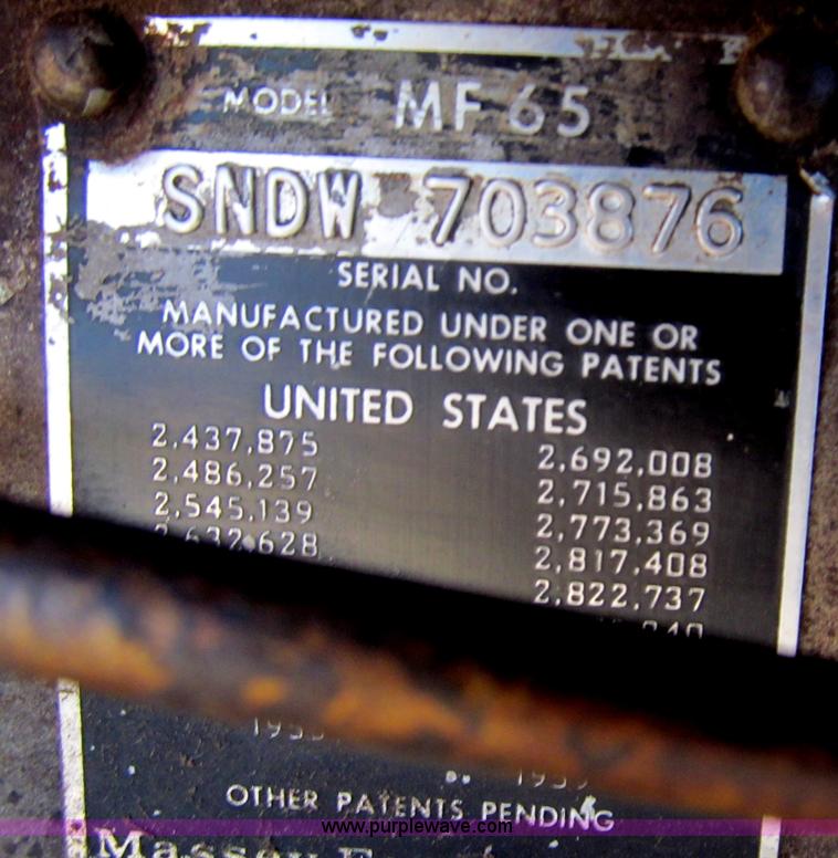 image for item G9647 1965 Massey-Ferguson 65 tractor