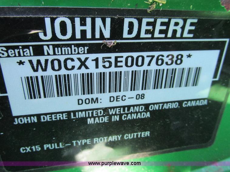 image for item H3827 2009 John Deere CX15 batwing mower
