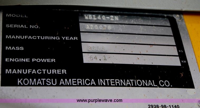 image for item C3676 Komatsu WB140-2N backhoe