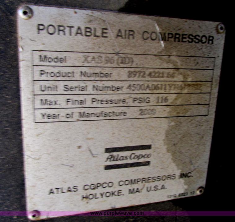 image for item F4842 2000 Atlas Copco XAS96 air compressor